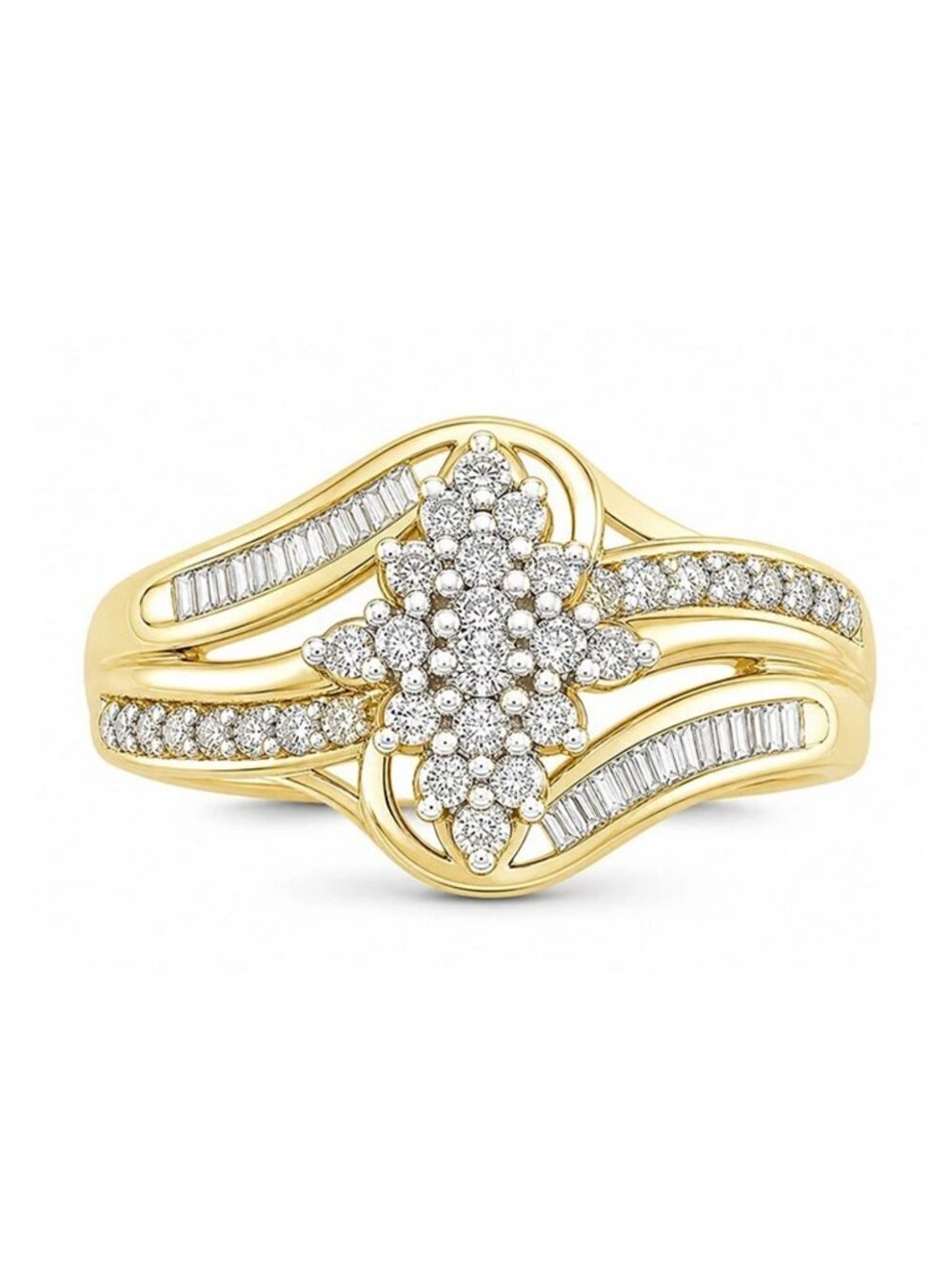 Genuine 0.50 Cts Diamonds Cocktail Ring 10k Gold